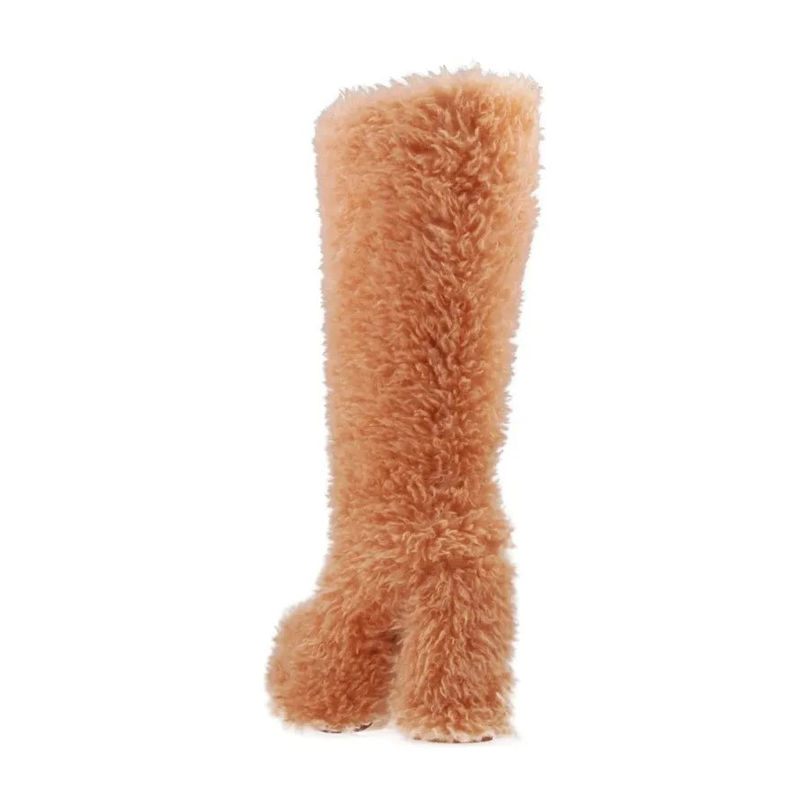 The "All the Fuzz" High Heel Platform Boots